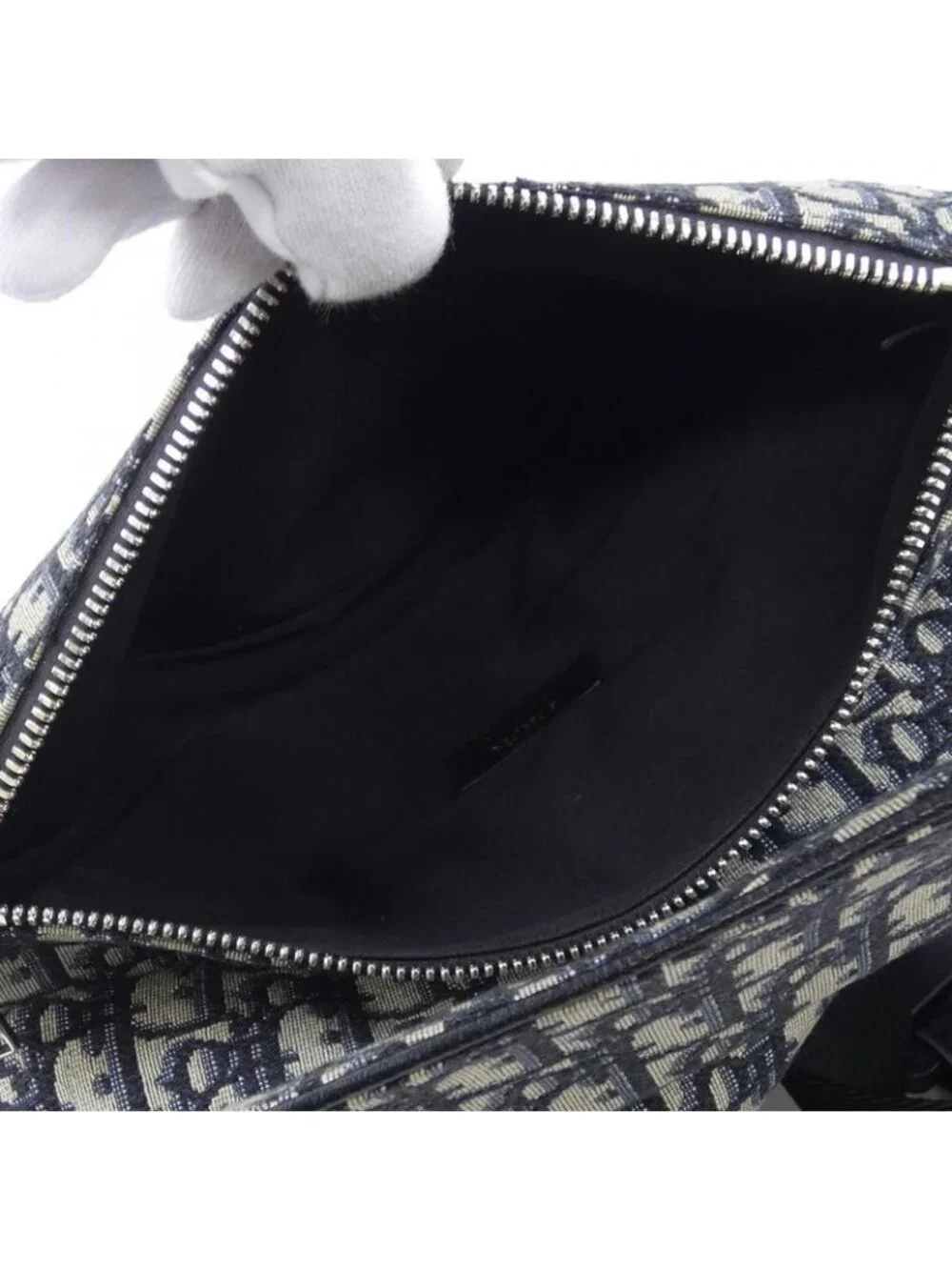 Dior Saddle Blue Jacquard Bag Black Navy Beige